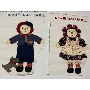 Cranston Print Works Rusty & Rosie Rag Doll Fabric Panels Cut Sew VTG DIY 20"